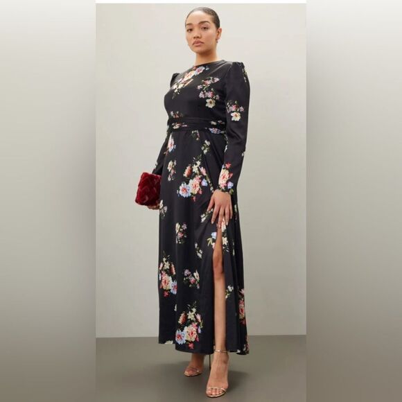 leena for Mac Duggal Faux Wrap Floral Gown Dress Size 2 - Picture 3 of 11